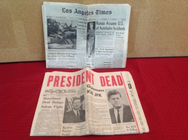 THREE COMPLETE NEWSPAPERS  FROM THE TIME WHEN PRESIDENT KENNEDY WAS ASSASSINATED.