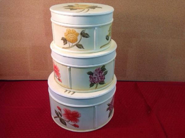 LOVELY PAINTED SET OF REPRODUCTION STACKING HAT BOXES