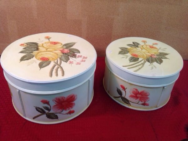 LOVELY PAINTED SET OF REPRODUCTION STACKING HAT BOXES
