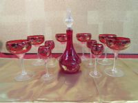 FABULOUS ANTIQUE DECANTER, WINE & COGNAC GLASSES