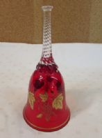 RUBY RED CRYSTAL BELL MATCHES DECANTER SET