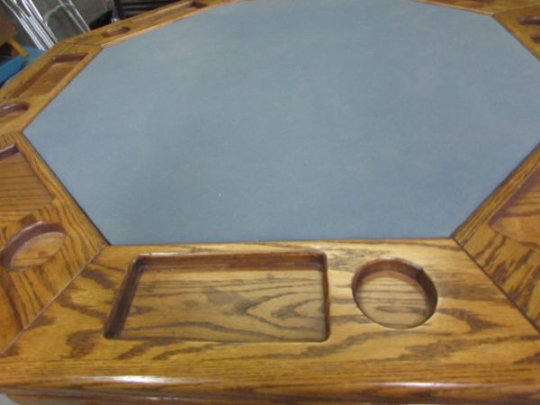 AWESOME SOLID OAK MULTI-PURPOSE CLAW FOOT TABLE - DINING, BUMPER POOL & POKER