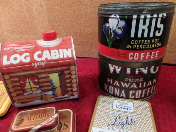 VINTAGE TIN CANS & LOADS CIGARILLOS BOXES & TINS