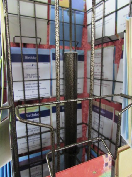 ANTIQUE BRONZE FINISH CARD RACK & 100'S OF CARDS