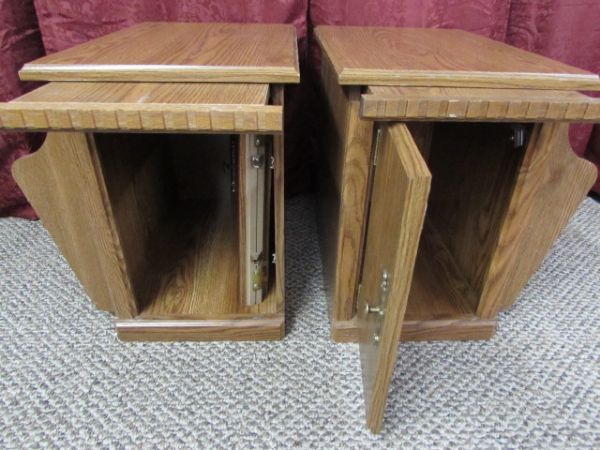 SIDE TABLES WITH CABINET & MAGAZINE HOLDERS