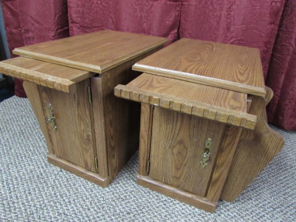 SIDE TABLES WITH CABINET & MAGAZINE HOLDERS