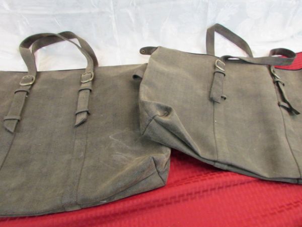 TWO FAUX LEATHER TRAVEL BAGS