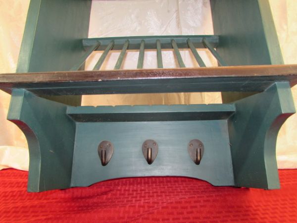 WOOD PLATE RACK AND HANGER