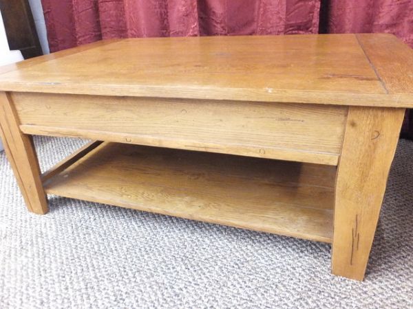 LARGE RUSTIC RANCH HOUSE COFFEE TABLE SOLID WOOD