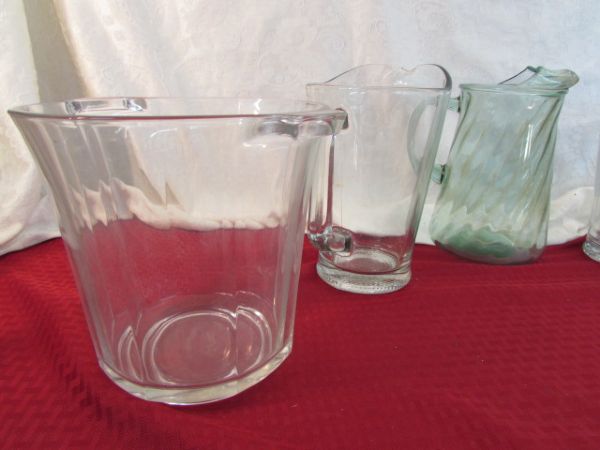 GLASS BEER/LEMONADE   PITCHERS & ICE BUCKET