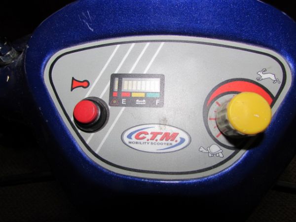 CTM MOBILITY 4 WHEEL SCOOTER WITH CHARGER.  THERE IS A RESERVE ON THIS ITEM
