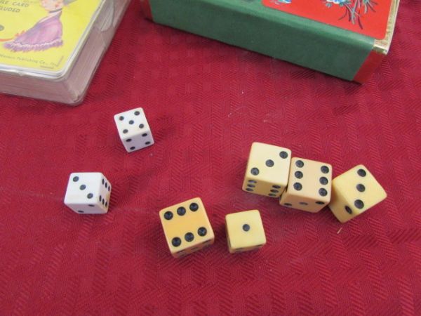 VINTAGE GAMES WITH EXTRA DICE AND MARBLES