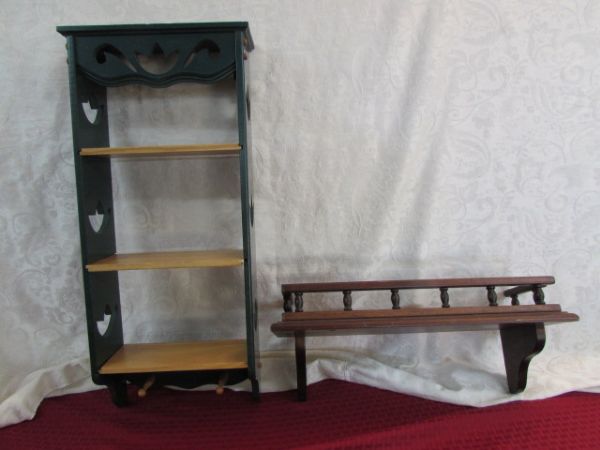 TWO CUTE CURIO SHELF UNITS TO DECORATE YOUR HOME!