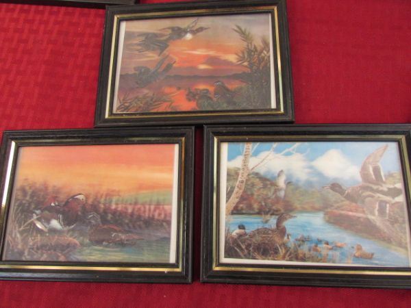 VARIOUS PIECES OF ART, A BEAUTIFUL FRAMED DRIED PLANT & VINTAGE FRAMES