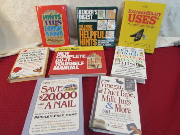 EIGHT HOW TO & HOUSEHOLD HINTS BOOKS