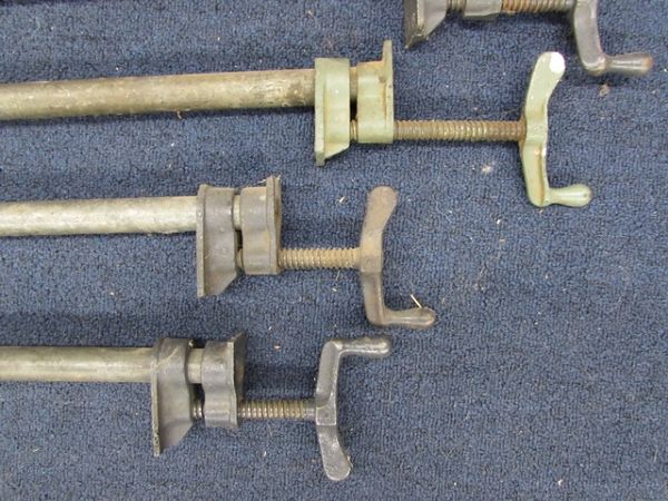 FIVE PIPE CLAMPS - VARIOUS LENGTHS