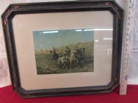 ANTIQUE ART PIECE WITH DRAMATIC FRAME 