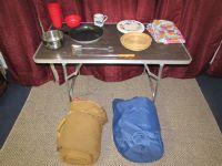 CAMPING LOT - FOLDING TABLE, SLEEPING BAGS & MORE