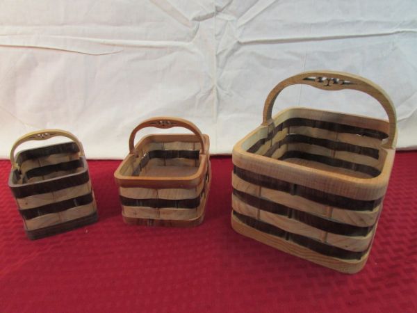 INCREDIBLE HANDMADE WOODEN BASKETS - SIGNED & DATED