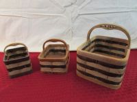 INCREDIBLE HANDMADE WOODEN BASKETS - SIGNED & DATED