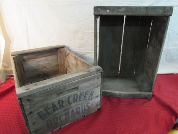 TWO VINTAGE BEAR CREEK ORCHRDS 55 WOODEN BOXES