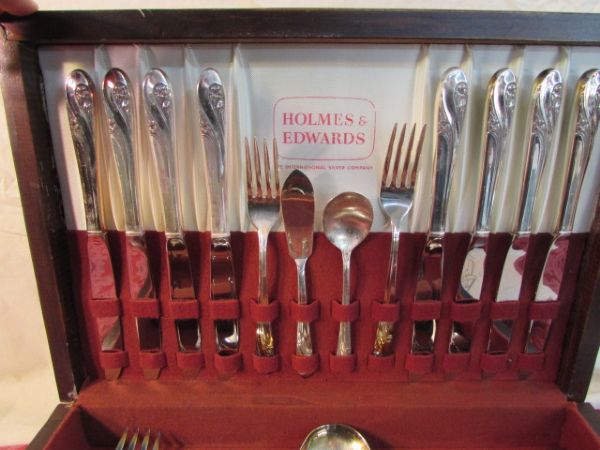 59 PIECE OF HOLMES & EDWARDS IS SILVERPLATE WITH TARNISH RESISTANT CHEST