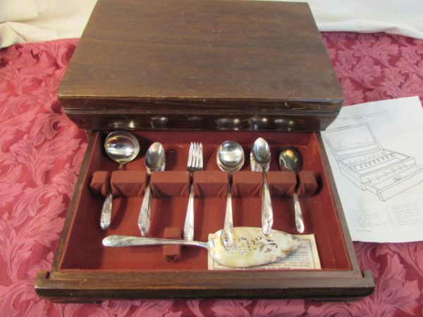 59 PIECE OF HOLMES & EDWARDS IS SILVERPLATE WITH TARNISH RESISTANT CHEST