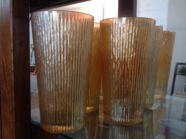 LARGE CARNIVAL GLASS BEVERAGE GLASSES