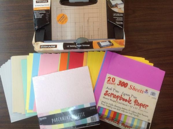 SCRAPBOOKING HEAVY WEIGHT CARD STOCK AND FISKARS 12 ROTARY CUTTER