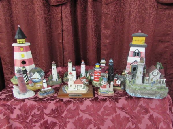 MINIATURE LIGHT HOUSE FIGURINE COLLECTION - 15 OF THEM!