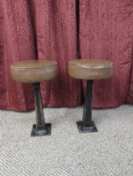 RETRO DINER STOOLS WITH ART DECO STYLE BASE (TWO)