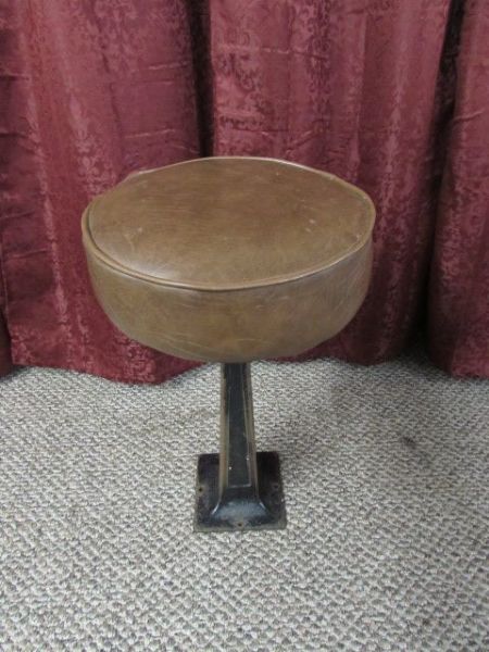 TWO MORE RETRO DINER STOOLS WITH ART DECO STYLE BASE 