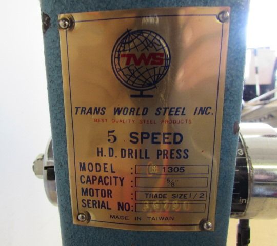 TRANS WORLD STEEL 5 SPEED DRILL PRESS