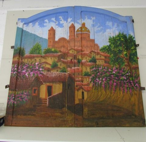 ARTE DE MEXICO HANDPAINTED DOORS  **THERE IS A RESERVE ON THIS ITEM**