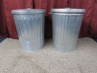 TWO GALVANIZED TRASH CANS