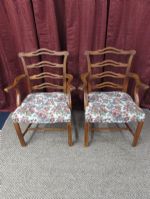 ANTIQUE  CHIPPENDALE LADDER BACK CHAIRS.