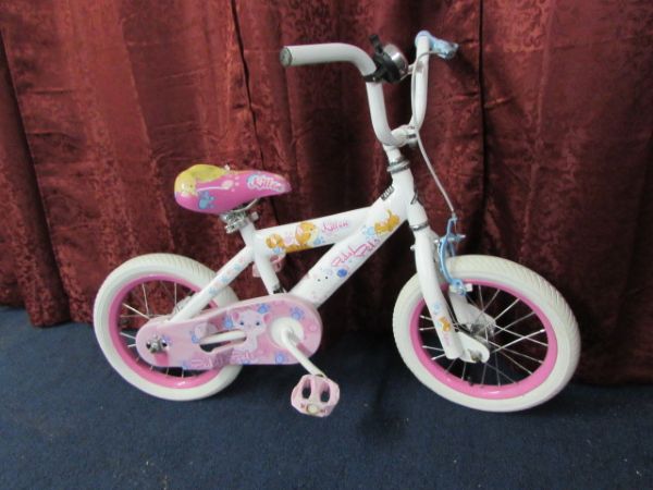 WHITE WITH PINK, PEDAL PETS KITTEN BICYCLE