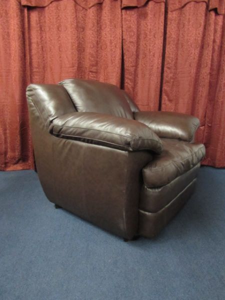 OVERSTUFFED LEATHER CHAIR