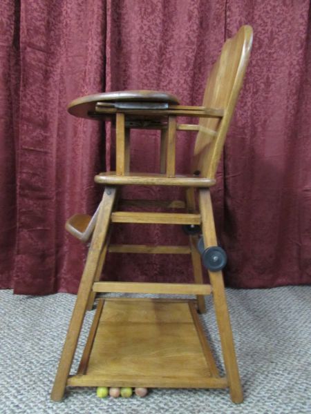 Lot Detail - VINTAGE WOODEN BABY HIGH CHAIR