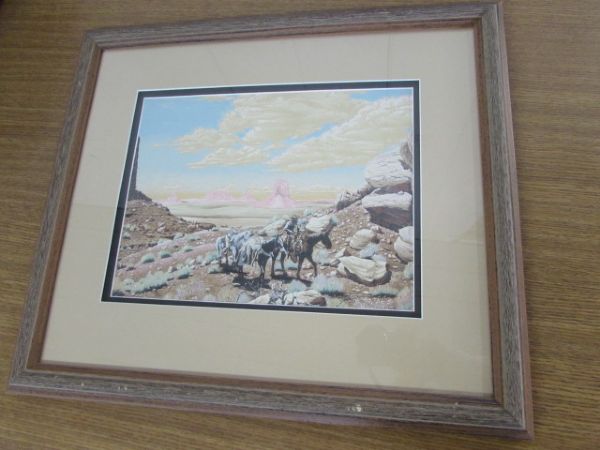 WESTERN SCENE ARTWORK, PROFESSIONALLY FRAME WITH  RUSTIC WOOD