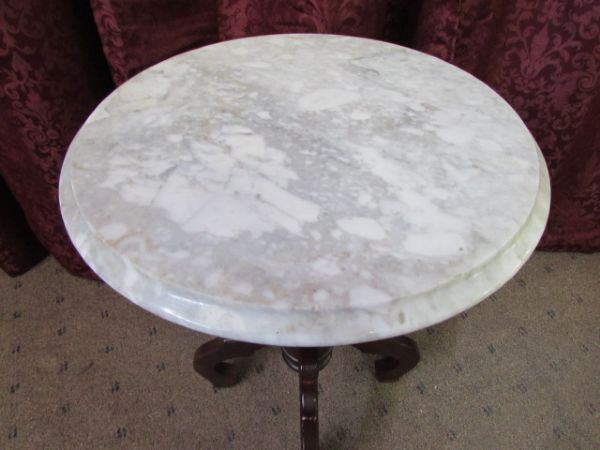 2ND VINTAGE VICTORIAN MARBLE TOP LAMP TABLE