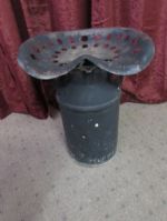 VINTAGE MILK CAN WITH TRACTOR SEAT