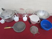 PRESSURE COOKER, PYREX MEASURING CUPS AND MORE 