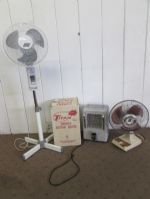 FLOOR STAND FAN, TABLE TOP FAN AND A HEATER!