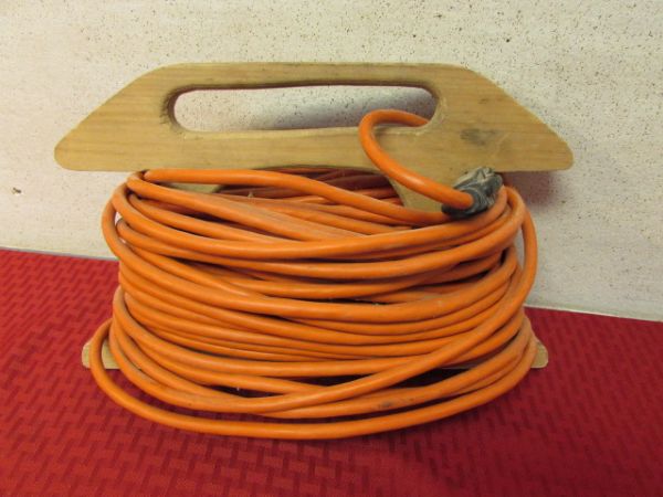 ELECTRICAL EXTENSION CORD ON WOODEN SPOOL