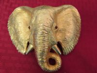 LARGE GOLD FINISH ELEPHANT BELT BUCKLE BY SUSAN MADDOX