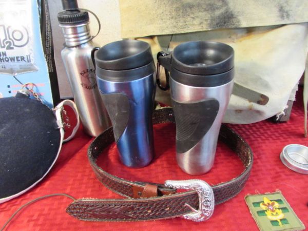 VARIETY CAMPING LOT - TERMINATOR KNIFE CANTEEN, VINTAGE ITEMS & MORE