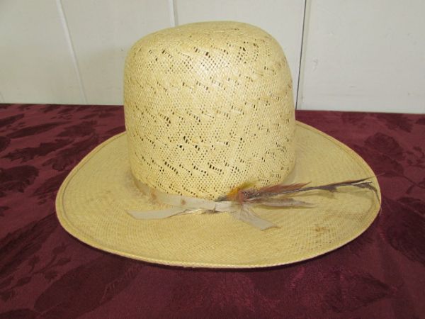 FLANNEL & STRAW COWBOY HAT - Perfect for Gold Rush Day