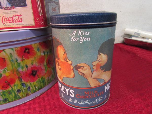 VINTAGE TINS & GLASS CANNISTERS
