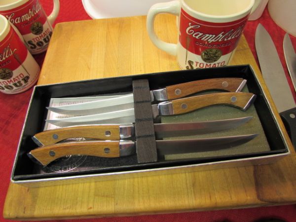 KITCHEN VARIETY LOT WITH QUALITY KNIVES